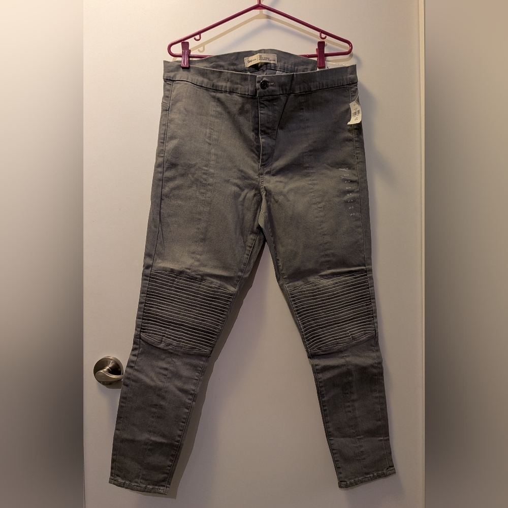 GAP 1969 Sculpt True Skinny Mid-Rise Moto Jeans, Ash Grey, 33R